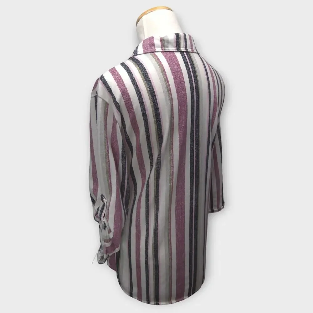 Women's Eden & Olivia Striped Button Up Blouse Size Medium - Picture 5 of 9